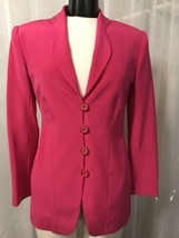 Carlisle Women&#39;s Blazer 100% Silk 4 Button Fully Lined Pink Size 2 - $34.65