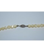 Vintage &#39;&#39;AGATE&#39;&#39; Cream 6mm  beaded necklace with Sterling Filigree clas... - £14.89 GBP