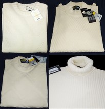 Men&#39;s Sweater White Crew-Neck Fit Wide Wool Turtleneck Wide Choice New - £53.21 GBP+