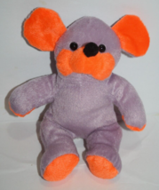 Kuddle Me Toys Lavender Plush Mouse 8&quot; Neon Orange Ear Soft Stuffed Animal Rat - £9.74 GBP