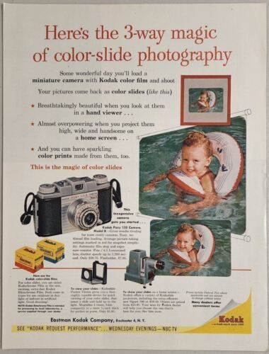 Primary image for 1955 Print Ad Kodak Pony 135 Camera Model B & Slide Projector Rochester,New York