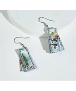 100.00 Dollar Bill Money Earrings Paper 100 Bill - $7.66