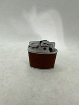 Old Vtg Collectible Ronson Sport Brown Leather Cigarette Lighter Silver Tone - £19.45 GBP
