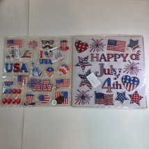 Vintage Patriotic Window Clings Lot USA American Flag 4th of July Decor - $278.66 MXN