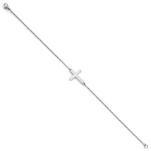 Stainless Steel Polished Sideways Cross Anklet - £27.57 GBP