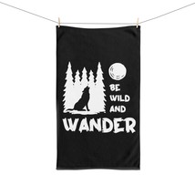 Wolf Hand Towel: Be Wild and Wander | Custom Hand Towel | Soft, Absorbent, Print - £14.85 GBP
