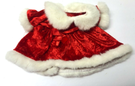 Build A Bear Christmas Red Velvet White Faux Fur Trim Dress - £7.91 GBP