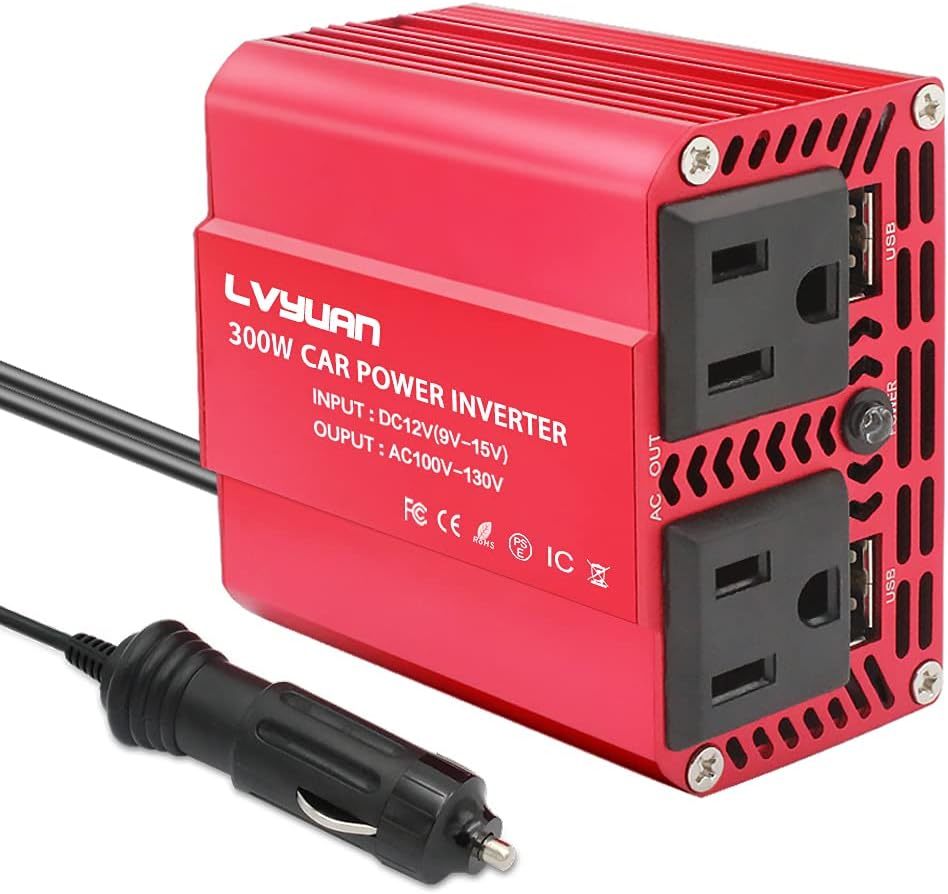 Lvyuan 300W Power Inverter Dc 12V To 110V Ac Car Inverter Converter With... - $35.93