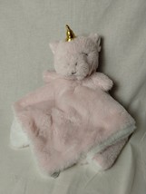 Dream Gro Pink Unicorn Baby Blanket Lovey Gold Horn Gray Eyes Security Blanket - £12.57 GBP