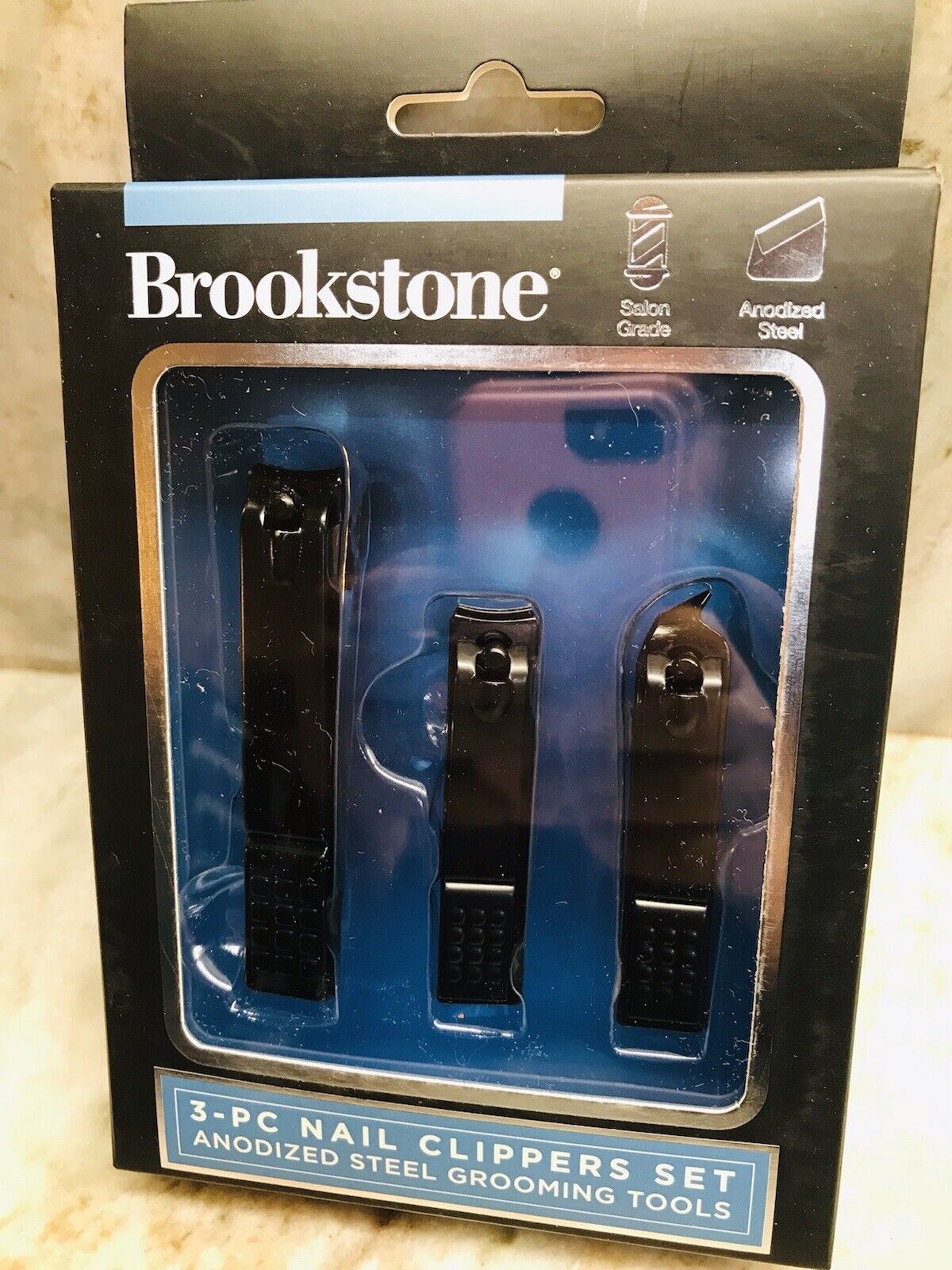 ShipN24Hours. New-Brookstone 3 - PC Nail Clippers Set. Black. - £9.13 GBP