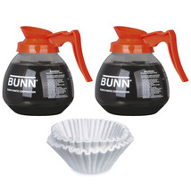BUNN Coffee pots 2 decaf 12 cup 64oz glass 42401.0103 &amp; 100 FREE CF12 FILTERS - £36.63 GBP