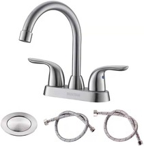 Bathroom Sink Faucet With Pop-Up Drain Assembly, Two Handle, Simple To Clean. - £36.75 GBP