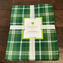 Storehouse St Patrick’s Day Green White Plaid Tablecloth 60”x 84” new - $34.96