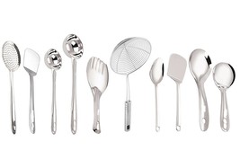 Stainless Steel Cooking And Serving Spoon, Set Of 10 (Free shipping worldwide) - £41.12 GBP