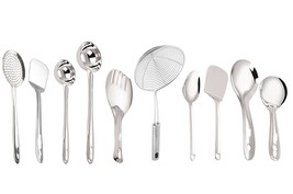 Stainless Steel Cooking And Serving Spoon, Set Of 10 (Free shipping worldwide) - £41.02 GBP