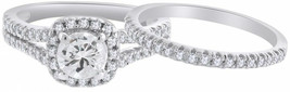 Sterling Silver Cubic Zirconia Solitaire with Accents Engagement Ring Set Size 7 - £231.42 GBP