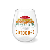 Personalized 11.75oz Stemless Wine Glass with Sunset and Mountain Retro ... - £18.62 GBP