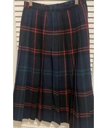 JONES NEW YORK Vintage Style Plaid Pleated Wool Skirt Women&#39;s Size 10 Ac... - $49.12 CAD