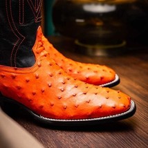 ALABAMA Genuine Ostrich Skin Cowboy Boot from the Western Collection Orange image 8