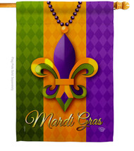 Mardi Gras Beeds House Flag 28 X40 Double-Sided Banner - £29.71 GBP