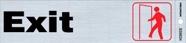 Exit DOOR Symbol SIGN Self Adhesive Sticker Brushed Aluminum 2x8&quot; HILLMA... - $407.45 MXN
