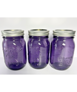 3 Purple BALL 100th Anniversary Vintage Style Mason Pint Canning Jars Ri... - $21.73