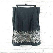 LOFT Skirt Womens Petite 12P Black White Polka Dot Floral A-Line Knee Line - £12.75 GBP