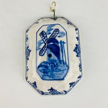 Delft Blue Handpainted Holland Windmill Artsy Trim Wall Hanging Collectible * - £6.08 GBP