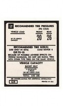 1976-1977 Corvette Decal Tire Pressure - £12.37 GBP