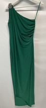 Ralph Lauren Evening Formal Dress Emerald Green One Shoulder Side Slit Brooch 2P - £74.40 GBP