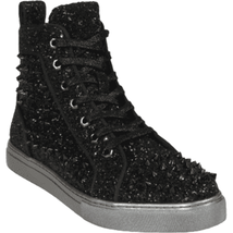 Mens High Top Shoes By FIESSO AURELIO GARCIA ,Spikes Rhine stones 2409 Black image 7