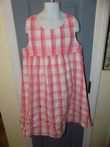 Crown &amp; Ivy Pink/White Plaid Montauk Dress Size L Girl&#39;s NEW - £15.46 GBP