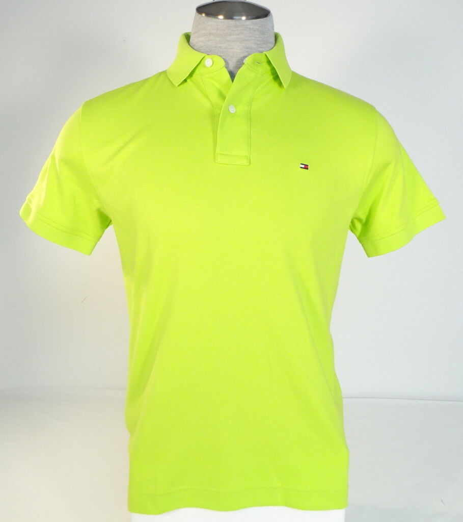 Tommy Hilfiger Lime Green Short Sleeve Soft Cotton Polo Shirt Men's NWT - £55.81 GBP