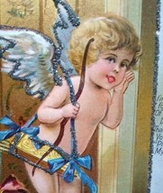 Valentines Day Postcard Cupid Angel Series No 1 Embossed Glitter Echo Of Love - £11.23 GBP