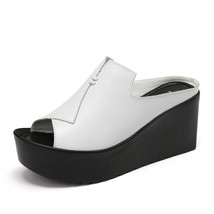 women Slipper women Platform sandals shoes women Genuine Leather Heel Peep Toe s - £25.58 GBP