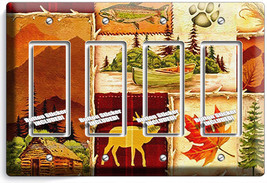 Hunting Cabin Fishing Moose Patchwork 4 Gfci Light Switch Wall Plates Room Decor - £16.08 GBP