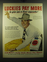 1949 Lucky Strike Cigarettes Ad - Luckies pay more to give you a finer cigarette - £14.54 GBP