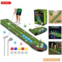 7.8 Ft Kids Golf Putting Mat with LED Holes &amp; Glowing Balls - Perfect In... - $130.63
