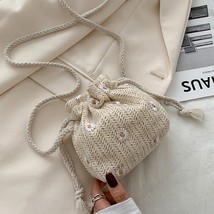 Straw Weave Bucket Bags Rattan Women Summer Beach Shoulder Bags Handbags Totes C - £10.51 GBP