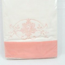 Travanti Embroidered Floral Pink Peach Cuff 2-PC Standard Pillowcase Pair - £28.84 GBP