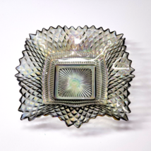 Vintage Indiana Glass 7&quot; Smoke Iridescent Carnival Glass Candy Nut Dish Ashtray - £17.09 GBP