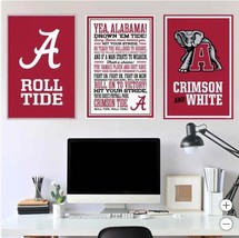 Alabama Crimson Tide Wall Art Red White NCAA 3-Piece Adhesive Canvas - $79.99