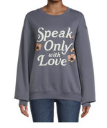 Pullover Sweatshirt Gray  Lounge Women Teen Boho Graphic  “Speak Only Wi... - $13.71 CAD