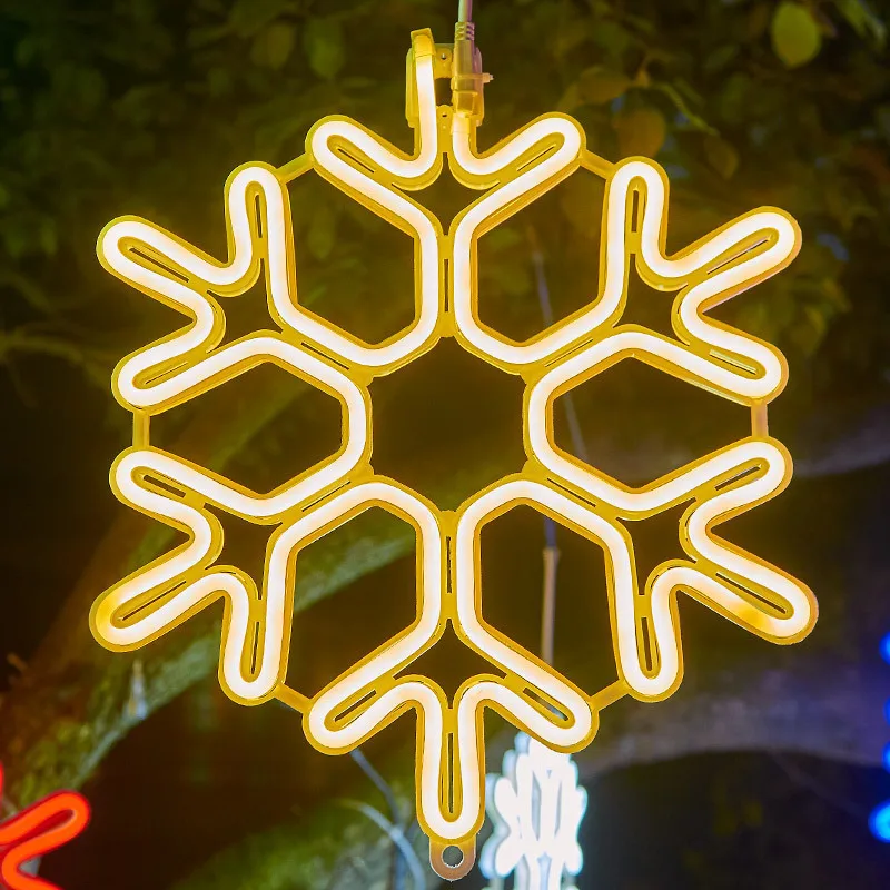 Snowflake Hanging Light Christmas LED Fairy Light String Outdoor Garden Tree New - £67.13 GBP