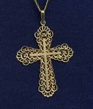 1930&#39;s French Solid 18K Gold Open Work Cross Pendant Medal Seldom Seen - £756.60 GBP