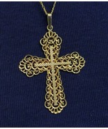 1930&#39;s French Solid 18K Gold Open Work Cross Pendant Medal Seldom Seen - £750.21 GBP