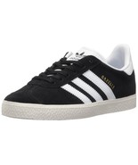 adidas Unisex Kids Gazelle Junior Sneaker Black/White/Metallic Gold Size 5 - $60.79 CAD