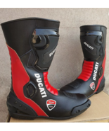 Black Racing Ducati Cowhide Motorbike Leather boots Ce Approved  - $205.15 CAD