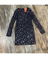 Gianni Bini Beaded Sequin Dani Dress Size 4 Black &amp; Silver Embellished - $341.92 CAD