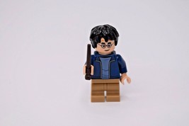 LEGO Minifigure Harry Potter Dark Blue Open Jacket Dark Tan Medium Legs ... - £3.88 GBP